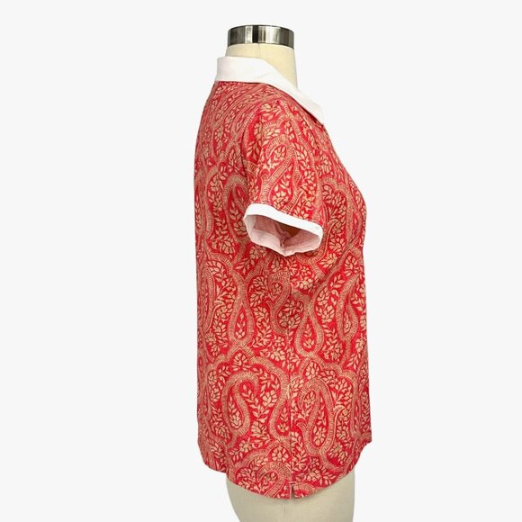Bogner Size M Paisley Polo Shirt Pink Short Sleeve Collared Golf Leisure - Picture 9 of 12